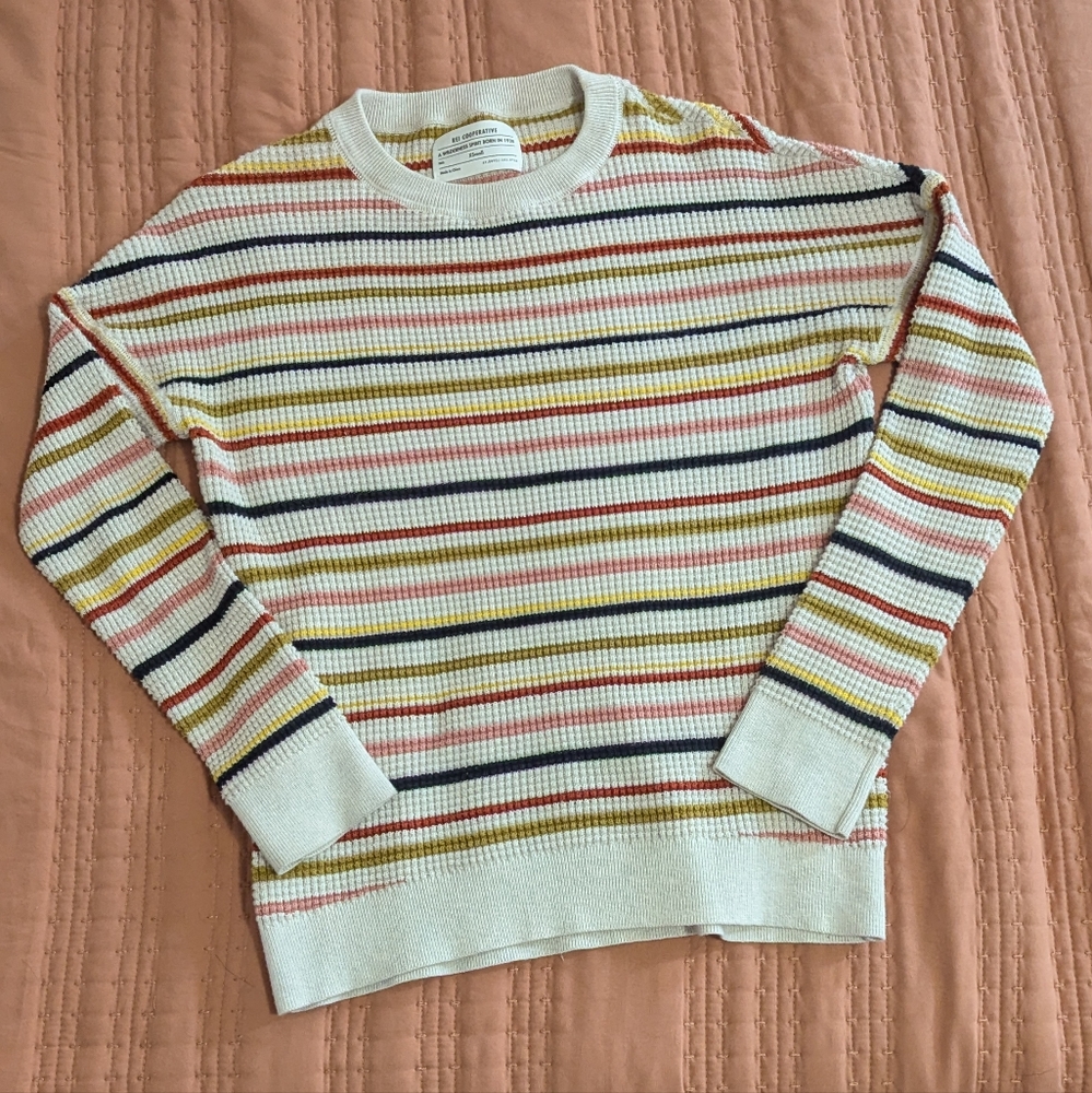 REI waffle stripe sweater